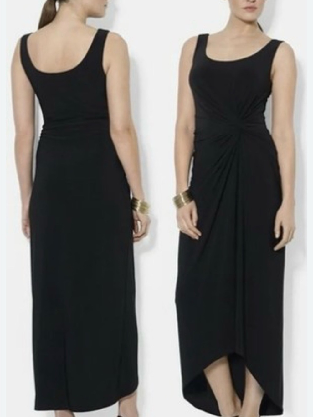 Polo by Ralph Lauren Black Sleeveless Twist-Front High-Low Maxi Dress